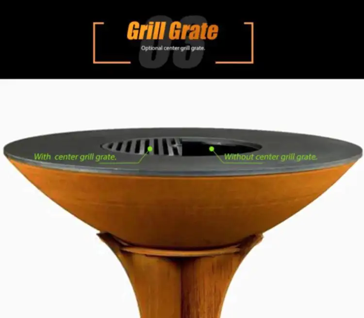 GN-BBQ-210 GN-BBQ-210 Corten Steel BBQ Grill with Detachable Base-Optional Center Grill Grate