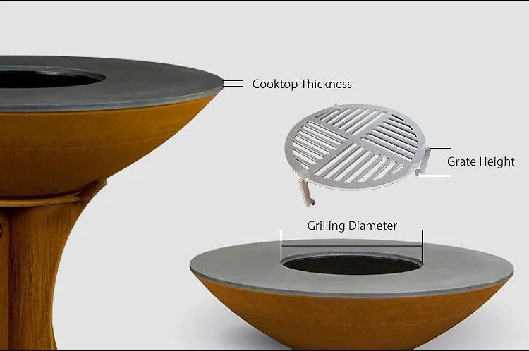 GN-BBQ-210 Corten Steel BBQ Grill with Detachable Base-Dimension