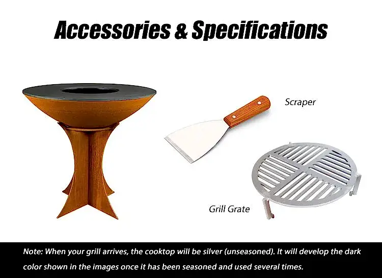 GN-BBQ-210 Corten Steel BBQ Grill with Detachable Base-Accessories