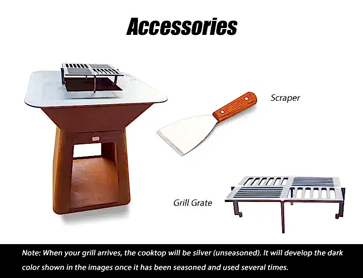 GN-BBQ-222 Corten Barbecue Grill with Trapezoid Base-Accessories