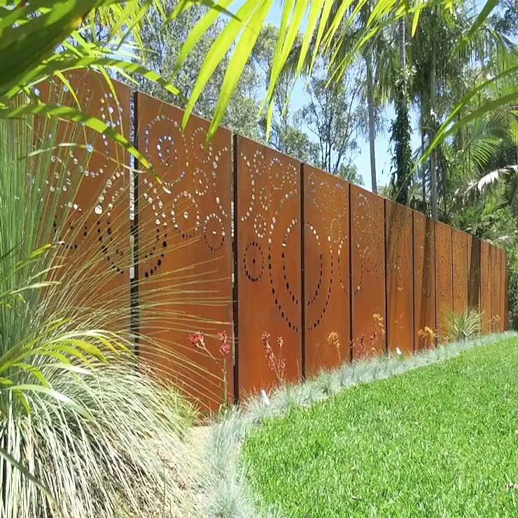 Rust Corten Steel Grille Metal Garden Fence