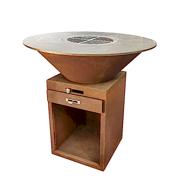 GN-BBQ -209- D Corten Steel Barbekü Kül Çekmeceli